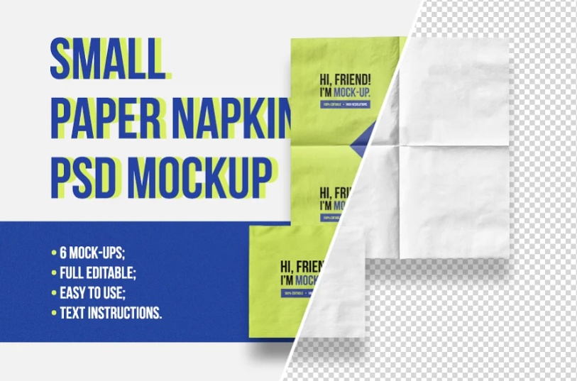 Small Paper Napkin Mockup