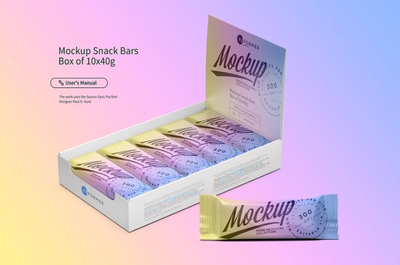 Snack Bar Box Mockup PSD