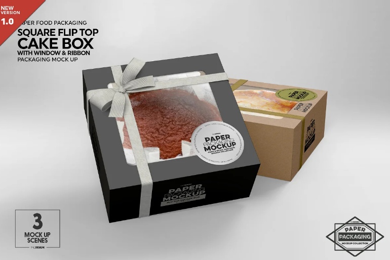 Square Cake Box Branding Mockup