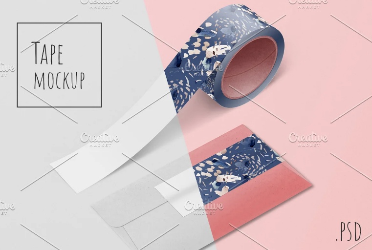 Tape and Envelope Branding Mockup