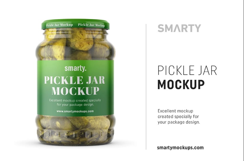 Transparent Pickle Jar Mockup PSD