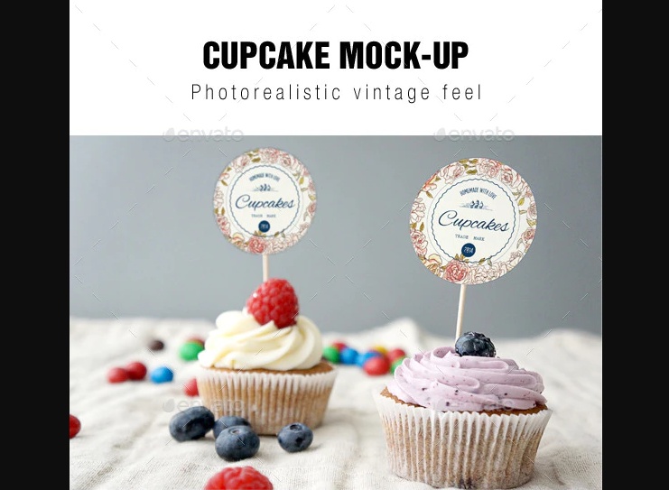 Vintage Cupcake Mockup PSD