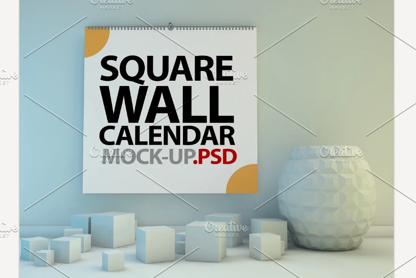 Wall Calendar Ad Mockup PSD