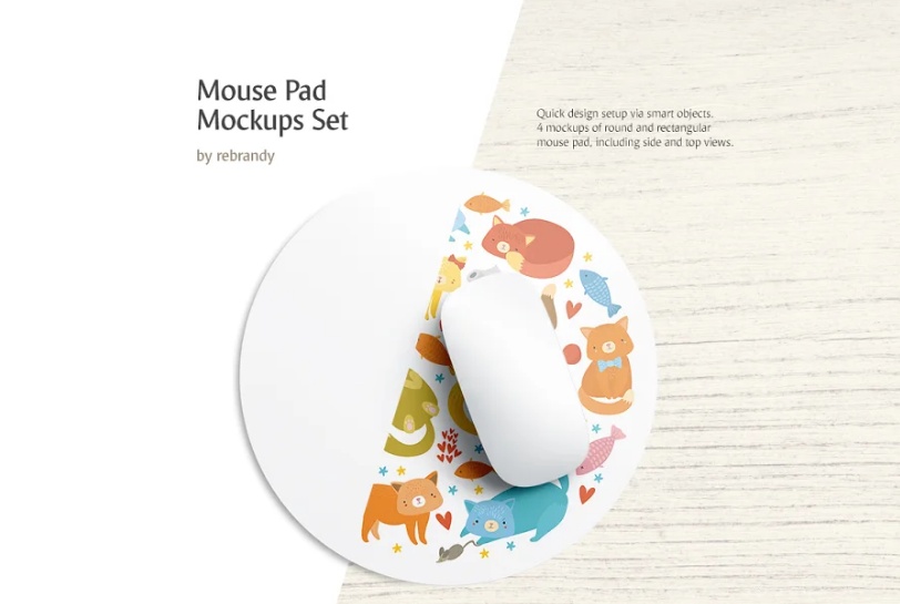 White Mouse Pad Mockup Set
