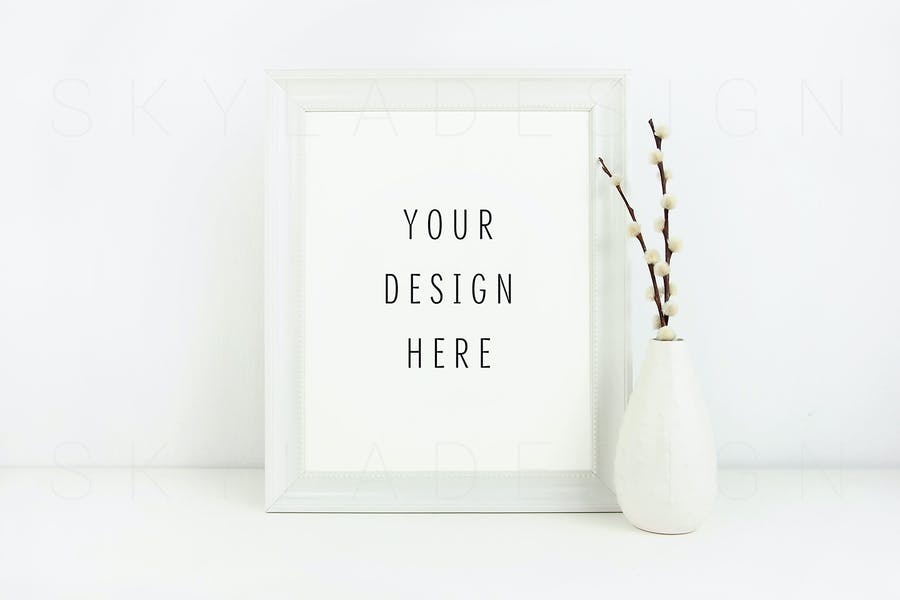 White Picture Frame Mockup PSD