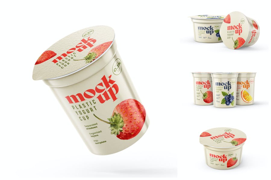 Yogurt Cup Packaging Mockup