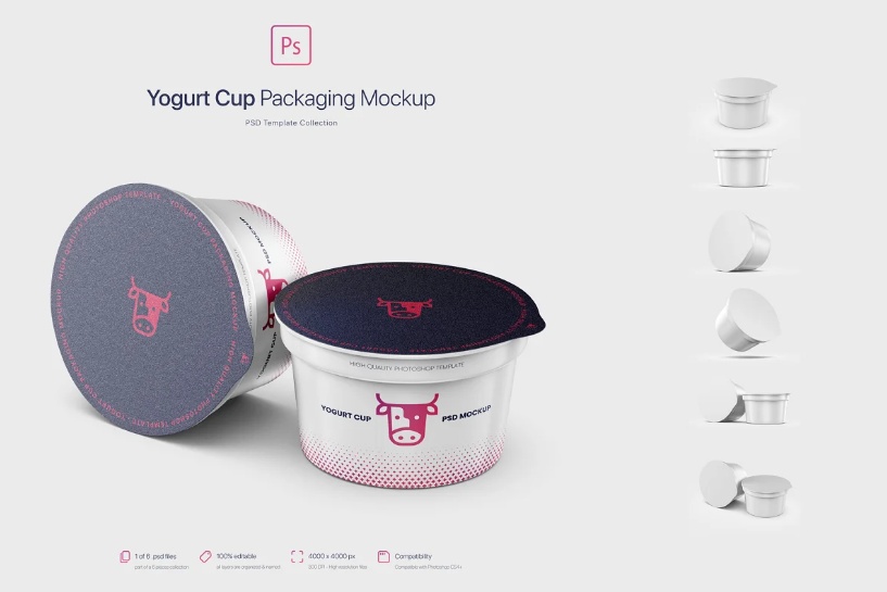 Yogurt Cup Packaging PSD Mockup
