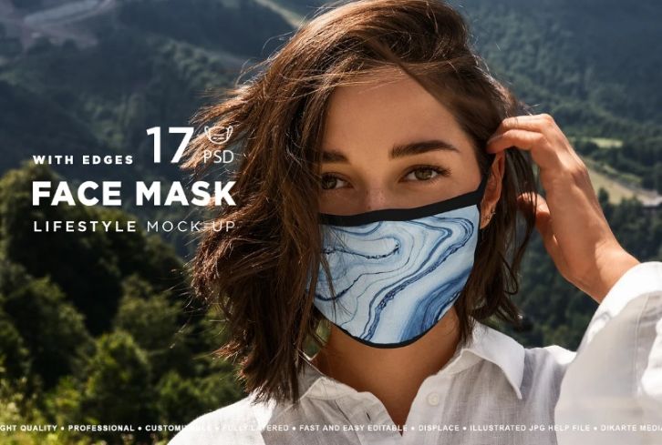 Women Wearing Face Mask Mockup 