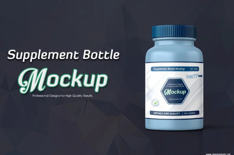3D Supplemenst Bottle Label Mockup PSD