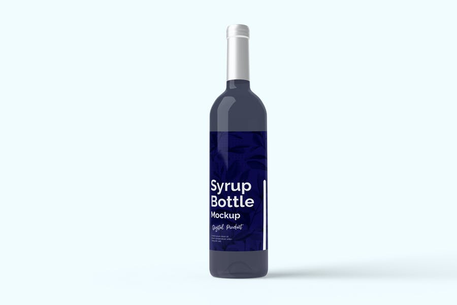 3D Syrup Bottle Mockup PSD