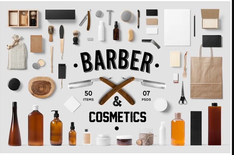 Barber Cosmetics Branding Mockup