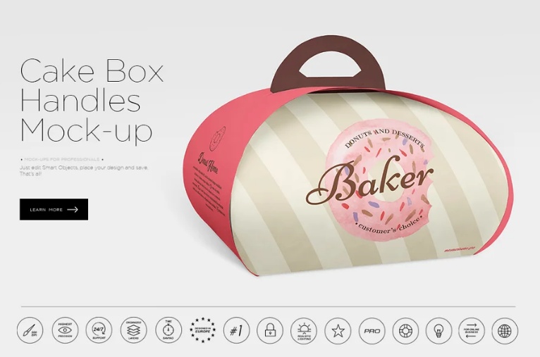 Cake Box With Handles Mockup
