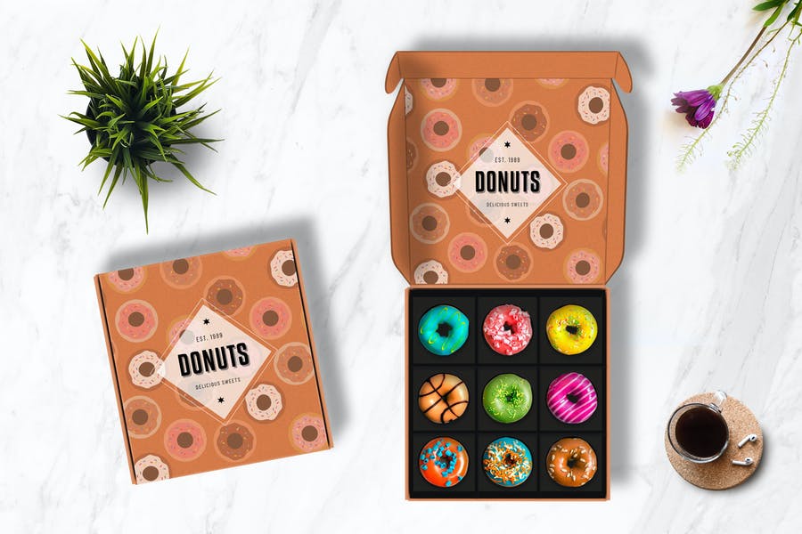 Cake and Donuts Packaging Mockup