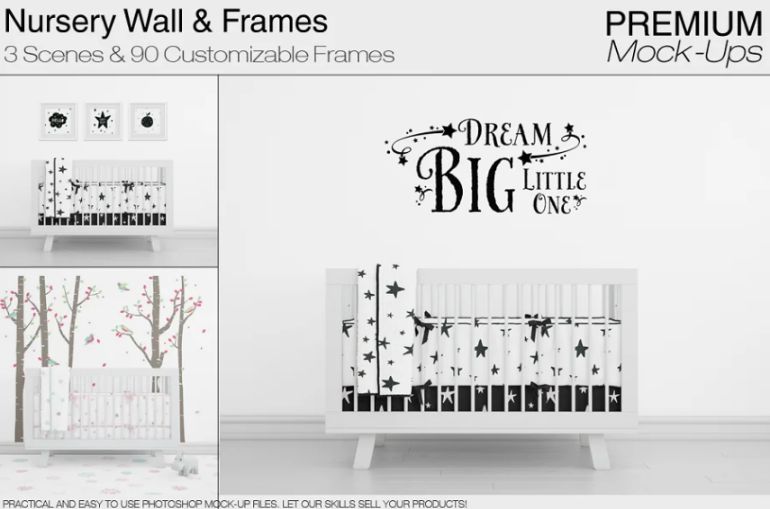 Crib Walls and Frames Mockup PSD