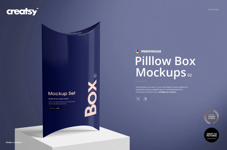 Editable Pillow Box Mockup Set
