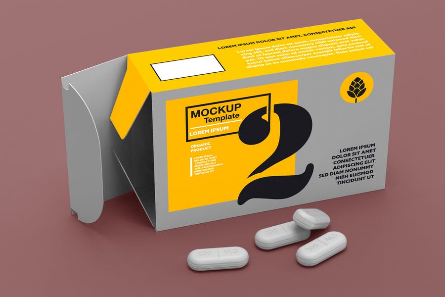 Editable Pills Box PSD Mockup