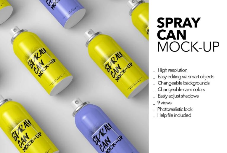 Editable Spray Can Mockups