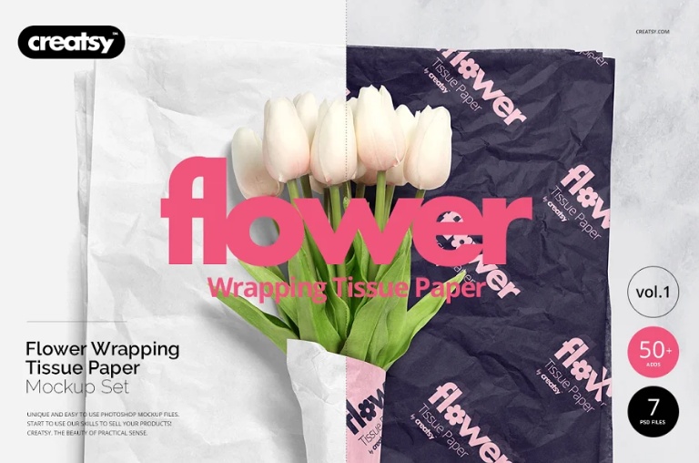 Flower Wrapping Paper Mockup