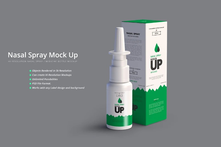 Nasal Spray Branding Mockup PSD