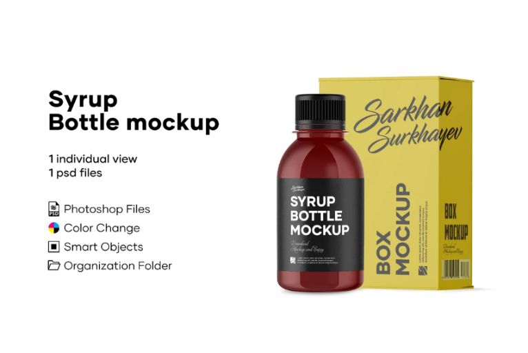 Professional Syrup Bottle Mockup PSD