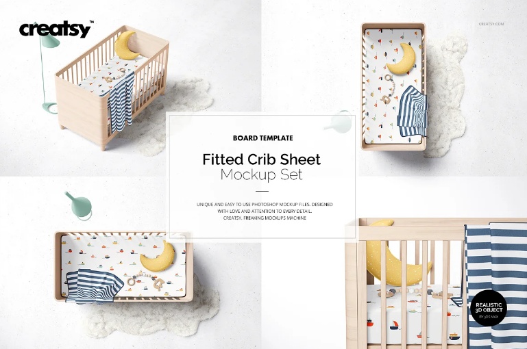 Realistic Crib Sheet Mockup PSD