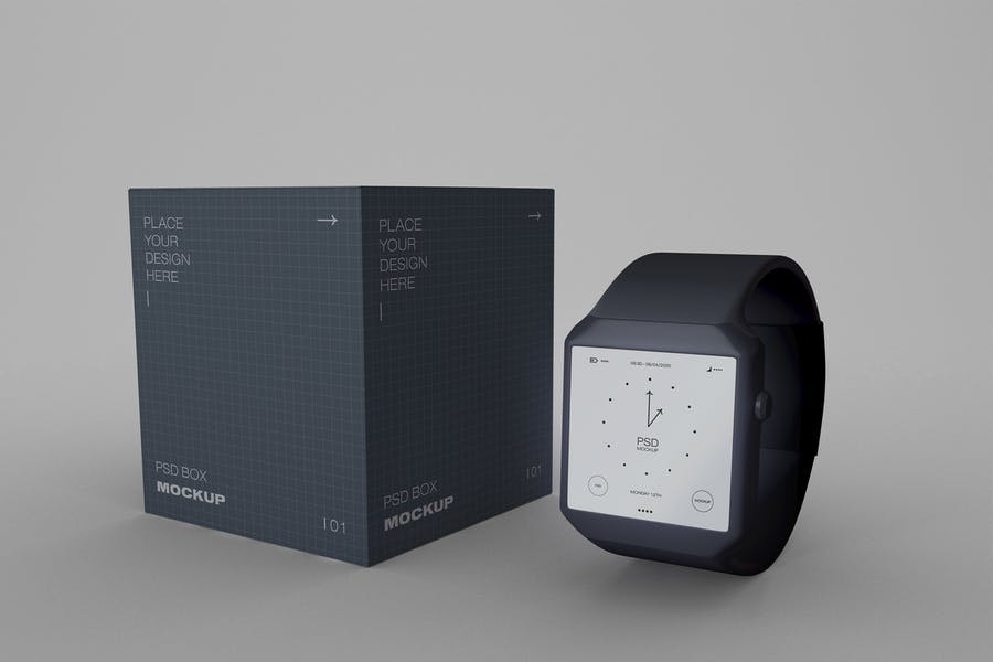 Smart Watch With Box Mockups