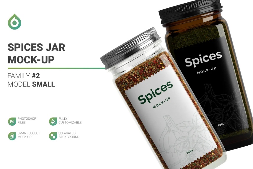 Tall Spices Jar Mockup PSD