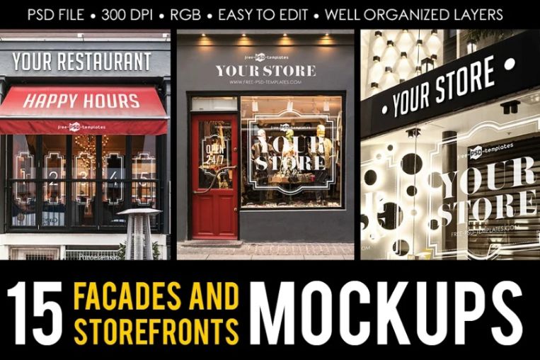 15 Facades and Storefront Mockups