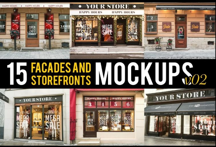 15 Facades and Storefront Mockups Pack