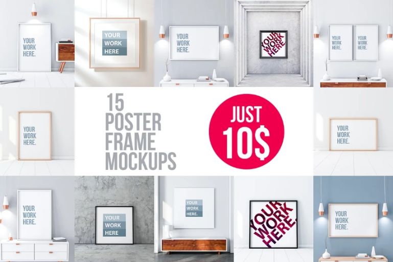15 Poster Frames Mockup Set