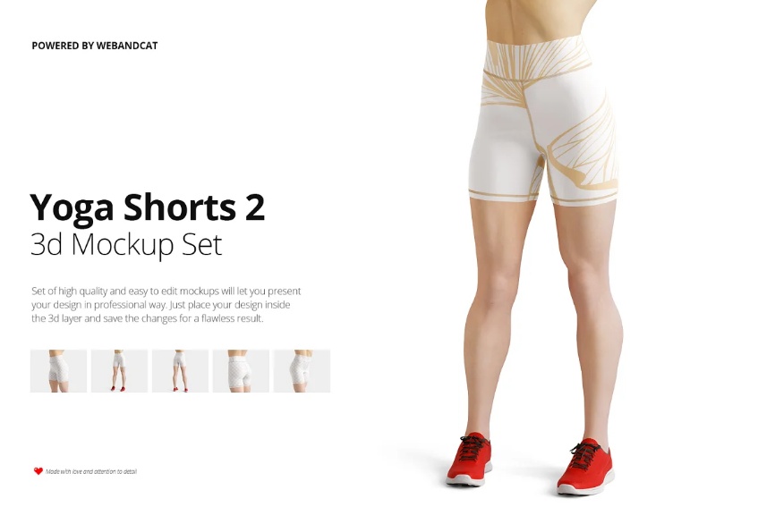 3D Yoga Shorts Mockup 