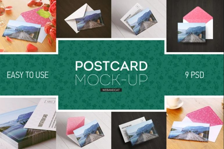 9 Easy Editable Postcard Mockups