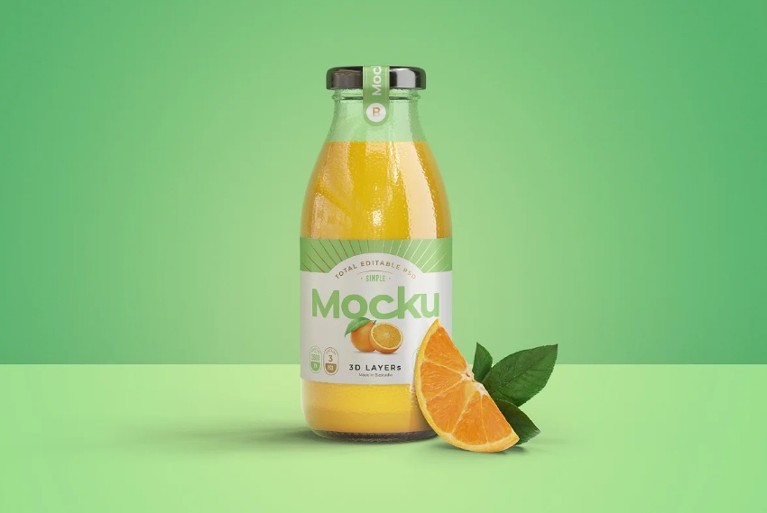 Glass Juice Bottle Label Mockup