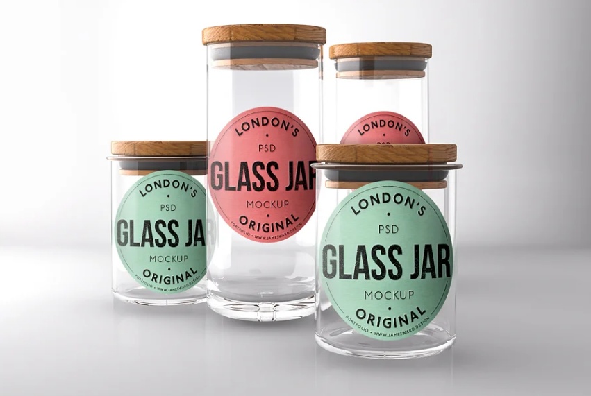 Glass Mason jar Mockup PSD