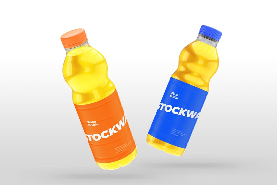 High Resolution Juice Bottle Label Mockup PSD