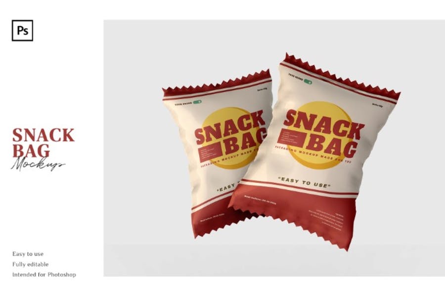 High Resolution Snack Bag Mockups