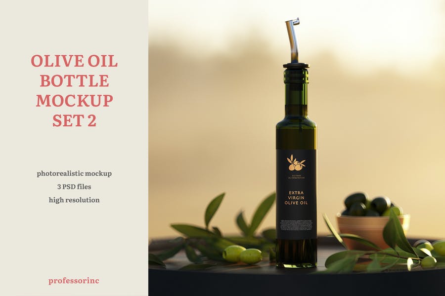 Isolated Olive Oil Bottle Mockup