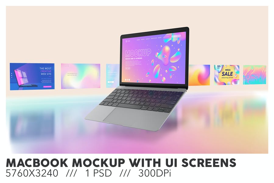 MacBook UI Screen Mockups