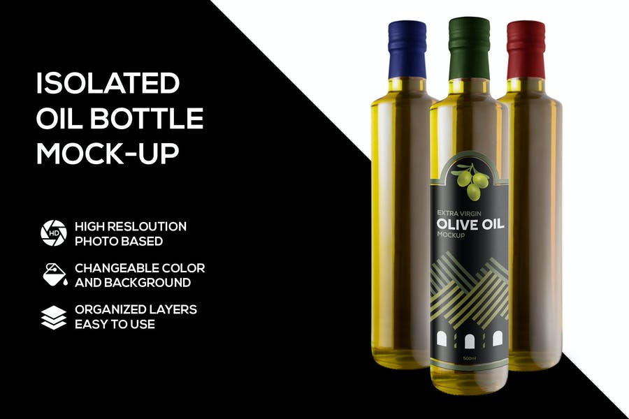 Olive Oil Bottle Branding Mockup