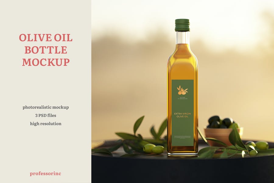 Photo Realistic Olive Oil Mockups