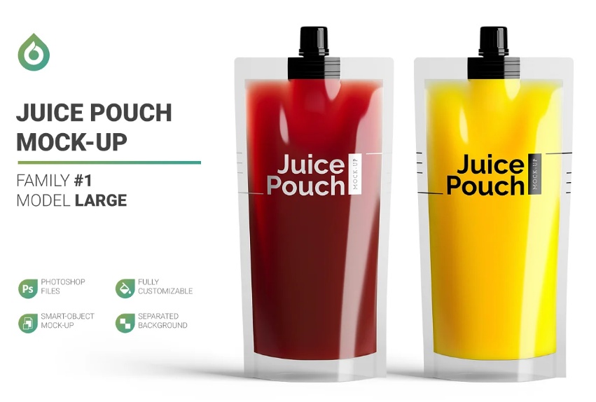 Plastic Juice Pouch Mockup