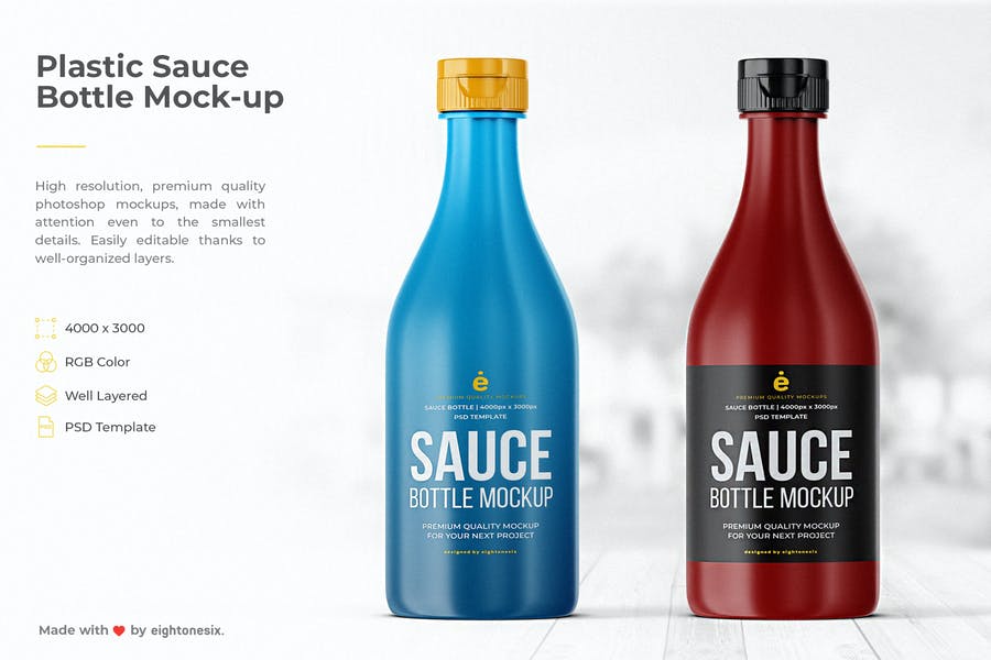 Plastic Sauce Bottle PSD Mockups
