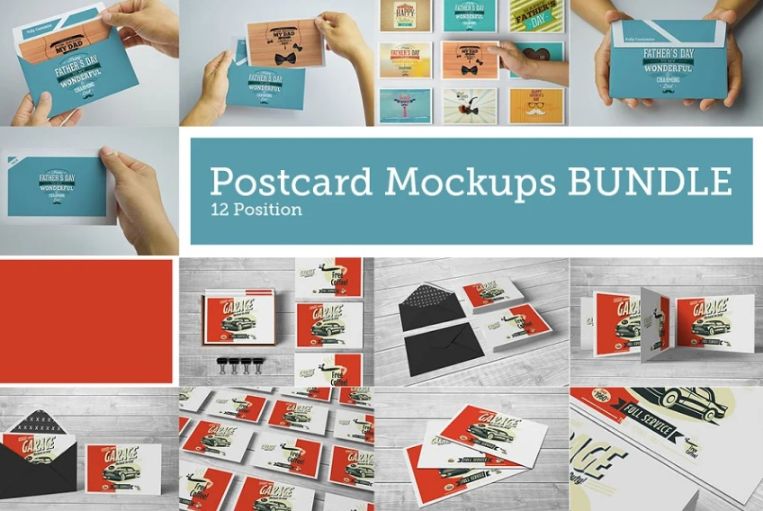 Postcard Mockups Bundle PSD