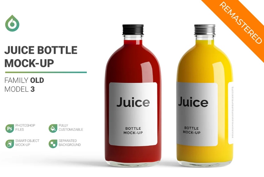 Professional Juice Bottle PSD Mockups