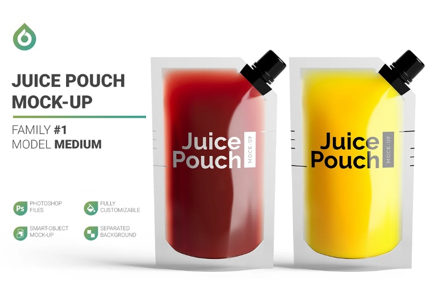 Realistic Juice Pouch Mockups