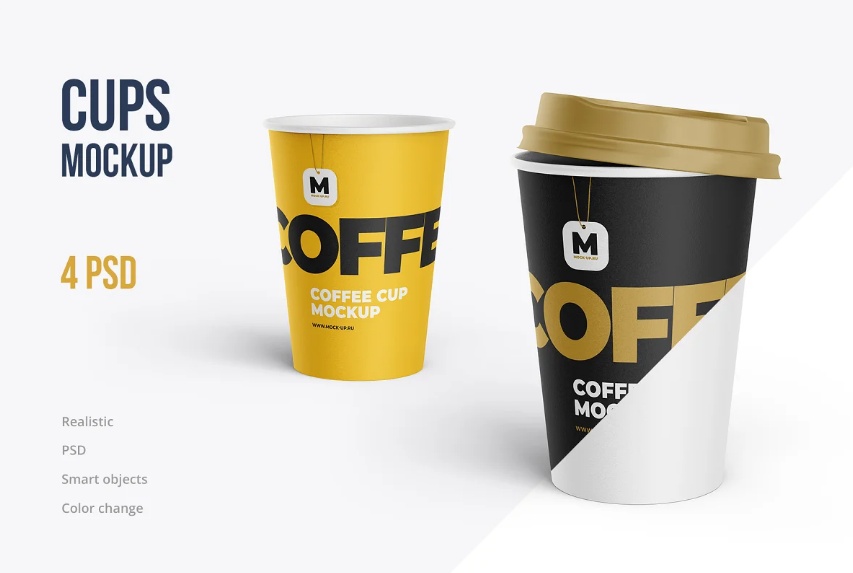 Realistic Paper Coffee Cup PSD Mockup