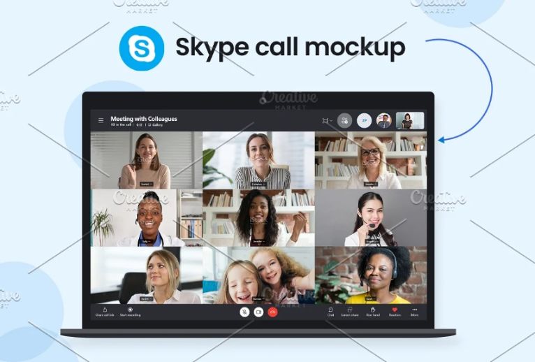 Skype Call Mockup PSD