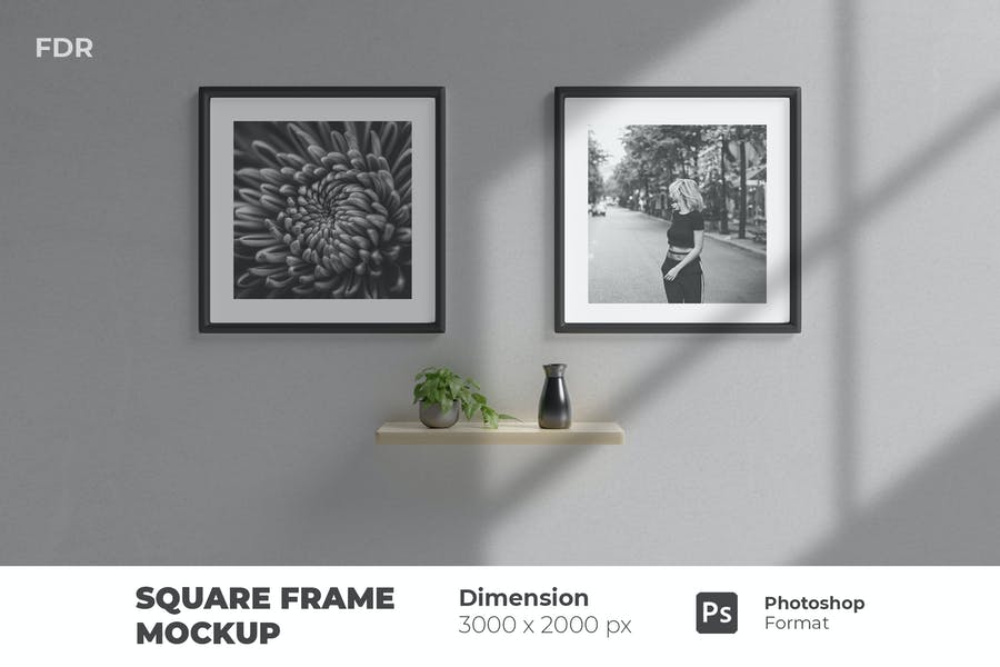 Two Square Wall Frame Mockups