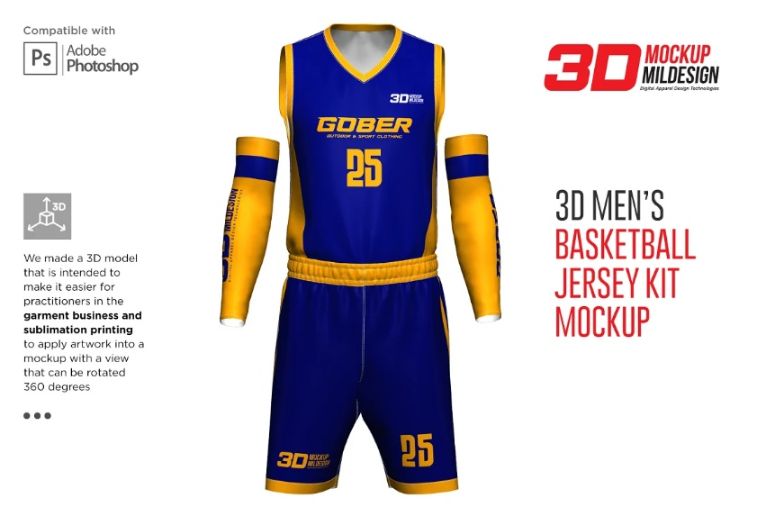 3D Mens Basketball Jersey Mockup Kit