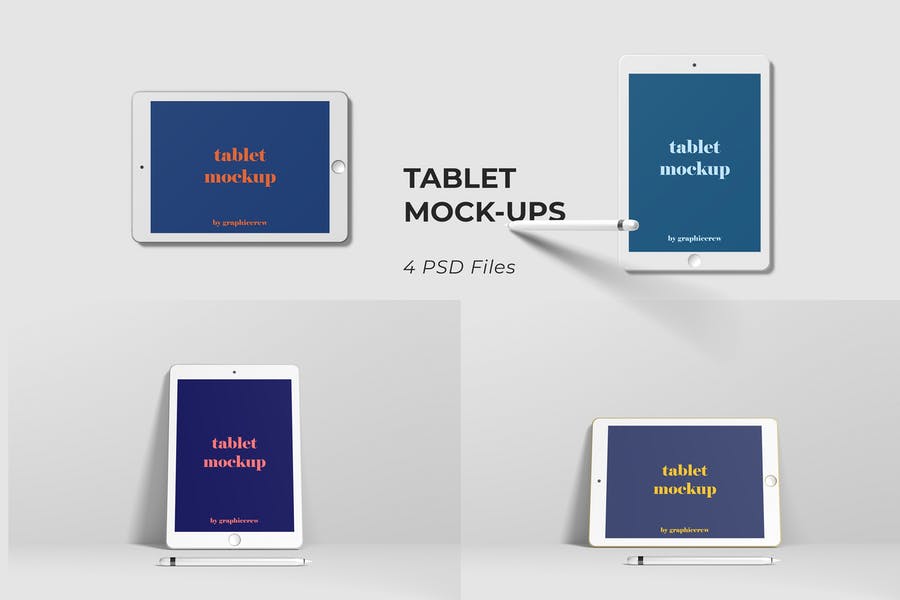 4 PSD Tablets Mockup